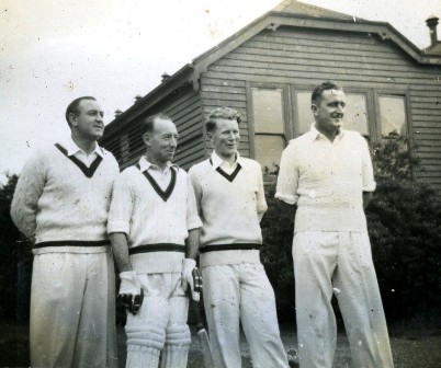 Chambers, Hassett, Warnock and 'Jack' Iverson at Geelong College, 1952.